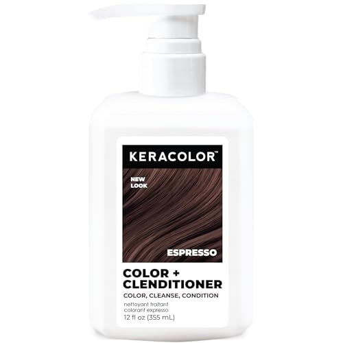 Keracolor Color + Clenditioner Acondicionador Colorante 3 en 1, Limpieza Suave y Acondicionamiento, Color de Cabello Semipermanente Espresso, 12 Fl Oz - imagen 1