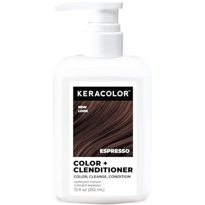 Keracolor Color + Clenditioner Acondicionador Colorante 3 en 1, Limpieza Suave y Acondicionamiento, Color de Cabello Semipermanente Espresso, 12 Fl Oz - imagen 2