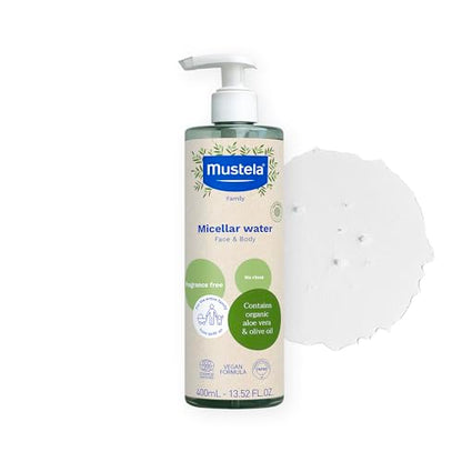 Agua Micelar Limpiadora Orgánica Certificada Mustela - Limpiador Natural Sin Enjuague con Aceite de Oliva y Aloe Vera - Para Bebés, Niños y Adultos - - imagen 1