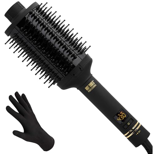 HOT TOOLS Pro Artist Heated Hair Styling Oval Brush, Black/Gold - imagen 1