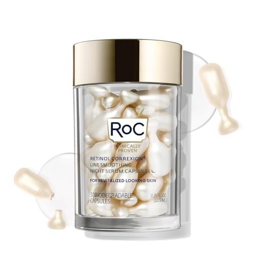 Suero Nocturno Anti-Envejecimiento RoC Retinol Correxion, 30 Cápsulas, Suero Facial para Líneas Finas y Cicatrices de Acné, Sin Fragancia, 0.35 Fl Oz - imagen 1