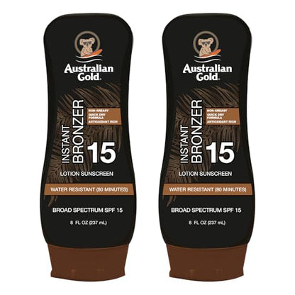 Australian Gold Loción Bronceadora SPF 15, Paquete Doble, 8 FL Oz (Paquete de 2) - imagen 1