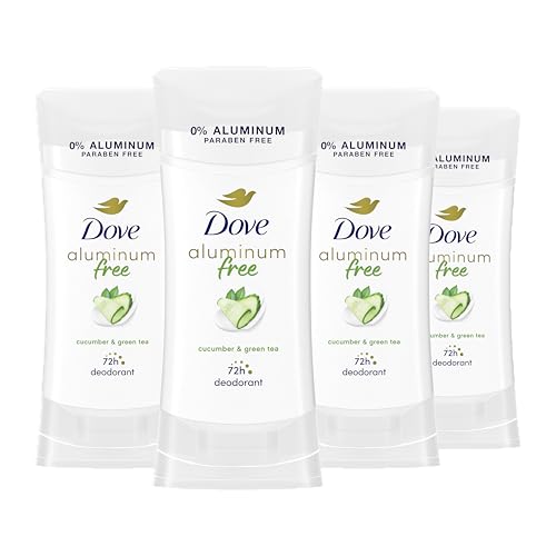 Desodorante Dove Sin Aluminio para Mujeres, 4 Piezas, Pepino y Té Verde, Protección contra Olores de 72 Horas, 2.6 oz - imagen 1