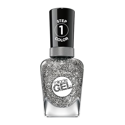 Sally Hansen Miracle Gel™, Esmalte de Uñas Glitter Plateado Deep Sea Diamond, Larga Duración, Fórmula Gel, Sin Necesidad de Lámpara UV - imagen 4