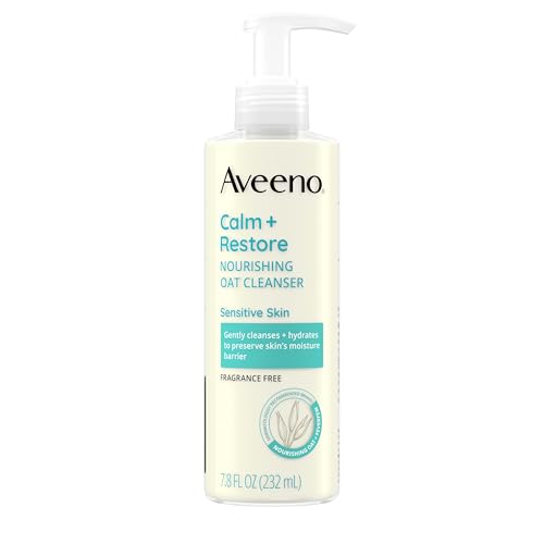 Aveeno Calm + Restore Limpiador Nutritivo de Avena, Limpiador Facial Hidratante Diario para Piel Sensible, Sin Espuma, Hipoalergénico, 7.8 fl oz - imagen 3