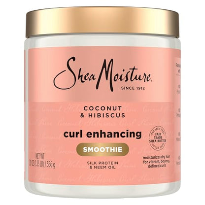 Crema para el Cabello SheaMoisture Curl Enhancing Smoothie con Coco y Hibisco para Cabello Rizado y Grueso, Libre de Sulfatos y Parabenos, 20 oz - imagen 1