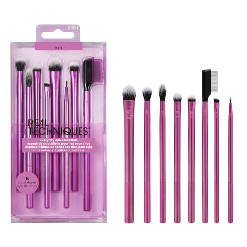 Set de Brochas de Maquillaje para Ojos Real Techniques de 8 Piezas, Incluye Brochas para Delineador, Sombra, Cejas y Pestañas, Viaje, Regalo, Cerdas - imagen 1