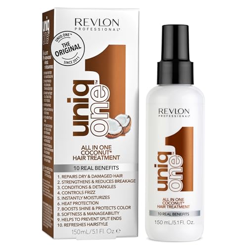 REVLON PROFESSIONAL UniqOne Tratamiento Capilar, Producto Hidratante Sin Aclarado, Reparador para Cabello Seco y Dañado, Aroma a Coco, 5.1 Fl Oz - imagen 1