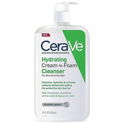 CeraVe Limpiador Espumoso Hidratante 19 oz, Desmaquillante Facial para Piel Seca, Con Ácido Hialurónico, Sin Fragancia y No Comedogénico - imagen 4