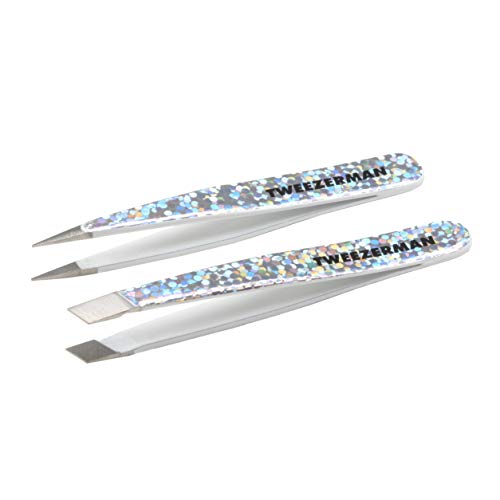 Set de Pinzas Tweezerman Hollygraphic Micro Mini con Punta en Ángulo y Punta Recta - Pinzas para Cejas para Mujeres y Hombres - imagen 1