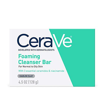 CeraVe Barra Limpiadora Espumosa, Jabón Sin Fragancia para Piel Grasa, 4.5 Onzas - imagen 3