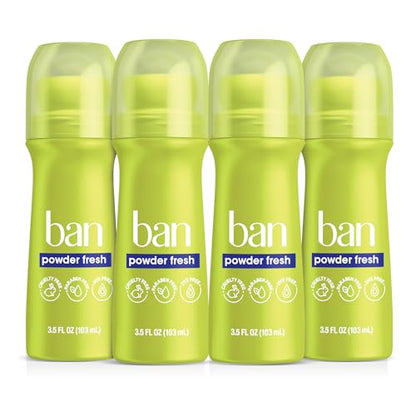 Desodorante Antitranspirante Roll-on Ban Invisible para Mujeres y Hombres, Protección contra Olores y Sudor de 24 Horas, Fresh Powder, 3.5 Oz, - imagen 3