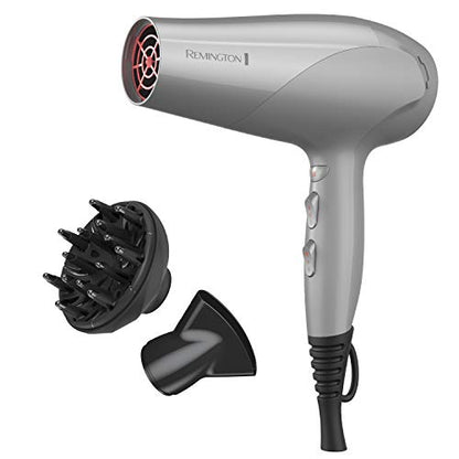 Secador de Pelo Remington con Protección contra Daños, Tecnología Cerámica Iónica de Turmalina, Gris, Set de 3 Piezas con Difusor y Concentrador - imagen 3