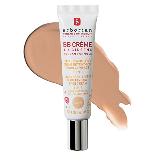 Crema BB Erborian con Ginseng, Tono Claro - Cobertura Ligera y Construible con SPF 20 y Acabado Mate Ultra Suave que Minimiza Poros e Imperfecciones - imagen 4