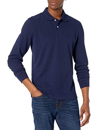Camisa Polo de Piqué de Manga Larga para Hombre Essentials, Color Marino, Talla Mediana - imagen 3