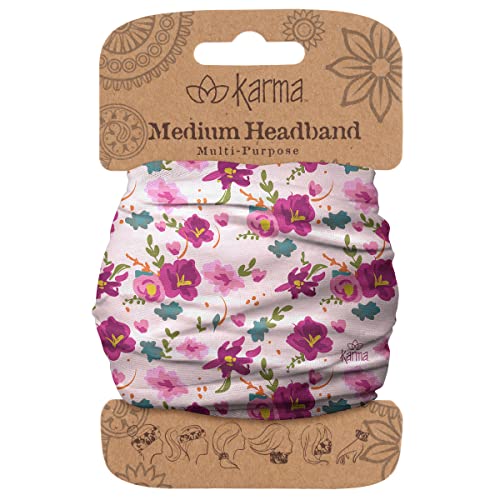 Diadema Floral Rosa Karma para Mujeres - Mediana - Diadema de Tela y Bufanda para el Cabello Elástica - Rosa - imagen 3