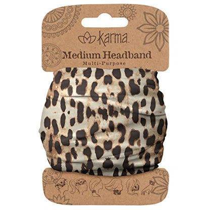 Cinta para el cabello de leopardo Karma Gifts para mujeres - Mediana - Diadema de tela y bufanda elástica - Beige/Marrón - imagen 1