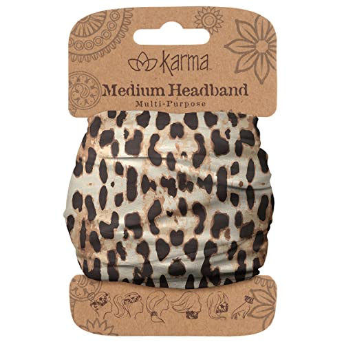 Cinta para el cabello de leopardo Karma Gifts para mujeres - Mediana - Diadema de tela y bufanda elástica - Beige/Marrón - imagen 2