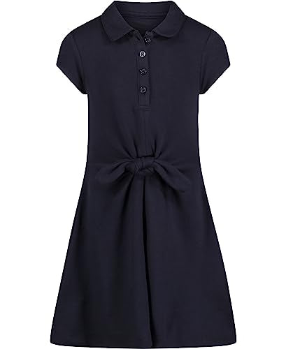 Vestido Polo de Uniforme Escolar para Niñas Grandes Nautica de Manga Corta, Con Nudo Frontal en Color Marino, Talla 8-10 - imagen 1