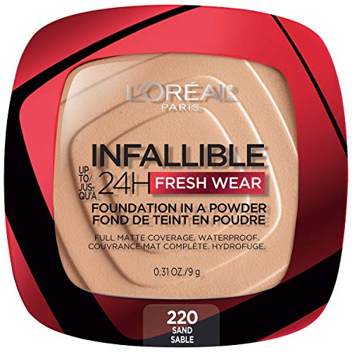 Base en polvo L'Oreal Paris Makeup Infallible Fresh Wear, 24H de duración, resistente al agua, tono Arena, 0.31 oz. (El empaque puede variar) - imagen 2