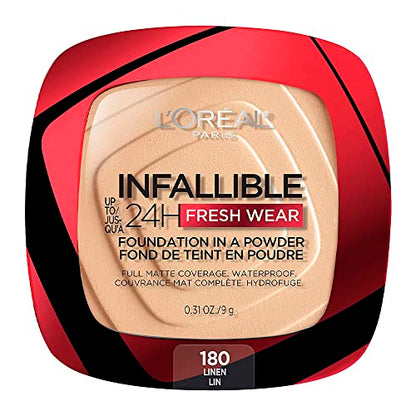L'Oreal Paris Maquillaje Infallible Fresh Wear Base en Polvo, 24H de Duración, Impermeable, Color Lino, 0.31 oz. - imagen 3