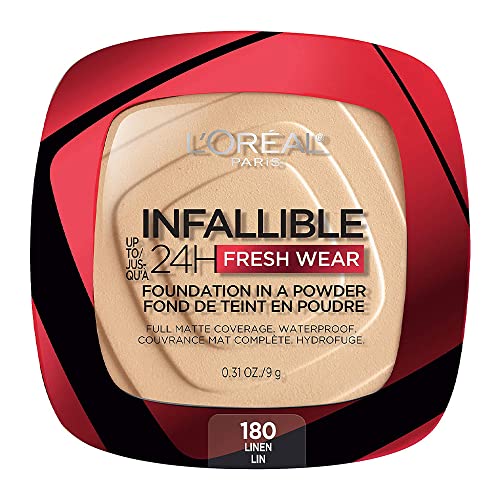 L'Oreal Paris Maquillaje Infallible Fresh Wear Base en Polvo, 24H de Duración, Impermeable, Color Lino, 0.31 oz. - imagen 4