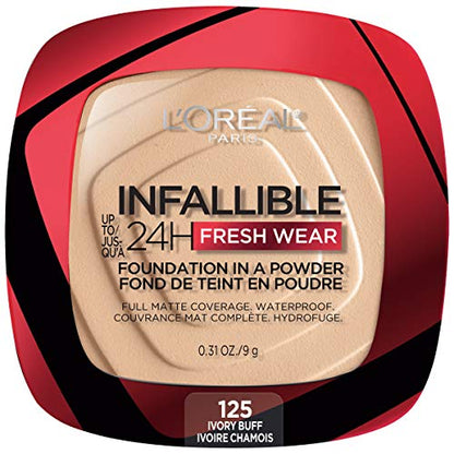 Base en polvo L'Oreal Paris Makeup Infallible Fresh Wear, 24 horas de duración, resistente al agua, tono Ivory Buff, 0.31 oz. - imagen 3
