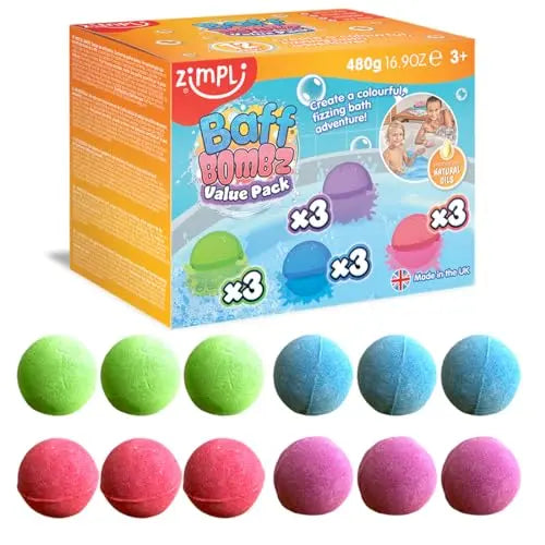 12 x Bombas de Baño Zimpli Kids, Fizzers para Niños, Suaves y Seguras para la Piel, Set de Regalo Biodegradable Certificado - imagen 3