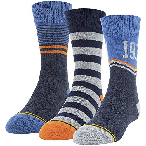 Calcetines de Crew para Niño GOLDTOE con Diseño, Paquete de 3 Pairs, Color Denim, Talla de Zapato: 9-2.5 - imagen 1