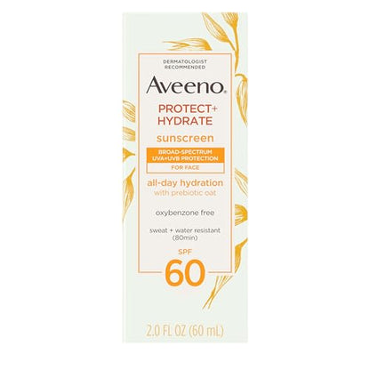 Protector Solar Facial Aveeno Protect + Hydrate, SPF 60 de Amplio Espectro, para Piel Sensible, Tamaño de Viaje, Resistente al Agua (80 minutos), Sin - imagen 2
