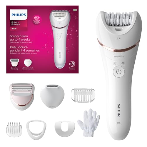 Epiladora Philips Serie 8000, Húmeda y Seca, 3 en 1 con Accesorios de Afeitadora y Recortadora para Mujeres, 8 Accesorios Incluidos, BRE720/14 - imagen 2