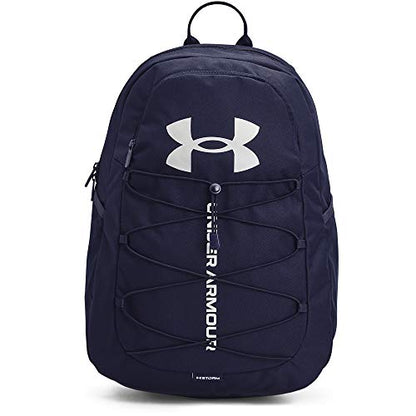 Mochila Deportiva Unisex Under Armour Hustle, Midnight Navy (410)/Metallic Silver, Talla Única - imagen 3