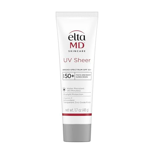 EltaMD UV Sheer Face and Body Sunscreen SPF 50+, Oil Free, No White Cast Sunscreen for Face and Body, Zinc Oxide Formula, 1.7 oz Tube - imagen 2