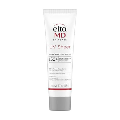 EltaMD UV Sheer Face and Body Sunscreen SPF 50+, Oil Free, No White Cast Sunscreen for Face and Body, Zinc Oxide Formula, 1.7 oz Tube - imagen 2