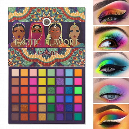 Paleta de Maquillaje de Sombras de Ojos UCANBE EXOTIC FLAVORS - 48 Colores Altamente Pigmentados - Paleta de Sombras Mate, Brillantes y con Purpurina - imagen 1