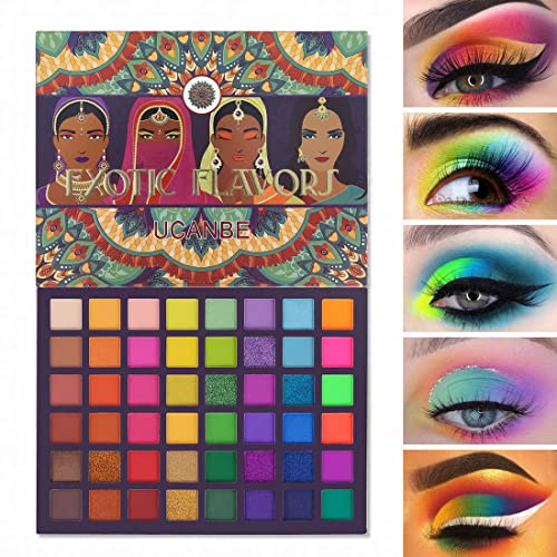 Paleta de Maquillaje de Sombras de Ojos UCANBE EXOTIC FLAVORS - 48 Colores Altamente Pigmentados - Paleta de Sombras Mate, Brillantes y con Purpurina - imagen 1