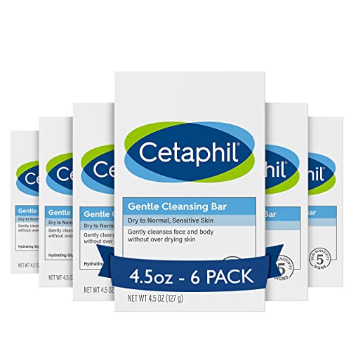 Barra de Limpieza Suave Cetaphil para Cara y Cuerpo, 4.5 oz (Paquete de 6), Limpiador Nutritivo para Piel Seca y Sensible, No Comedogénico - imagen 1
