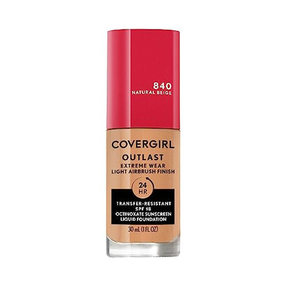 Base líquida de cobertura total Covergirl Outlast Extreme Wear 3 en 1, con protector solar SPF 18, Beige Natural, 1 Fl. Oz. - imagen 2