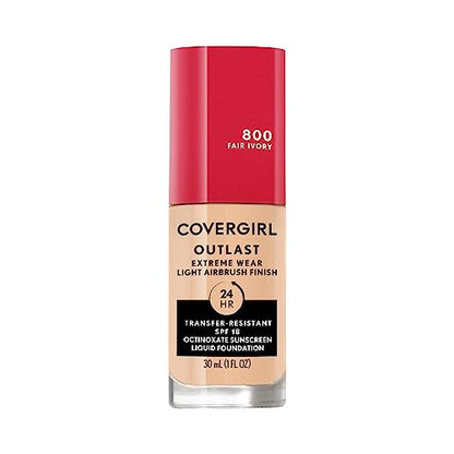 Base líquida de cobertura total Covergirl Outlast Extreme Wear 3 en 1, con protector solar SPF 18, color Marfil Claro, 1 Fl. Oz. - imagen 1