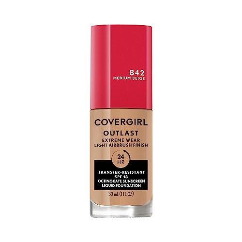 Base líquida Covergirl Outlast Extreme Wear 3 en 1 de cobertura total, con protector solar SPF 18, color Beige Medio, 1 Fl. Oz. - imagen 3