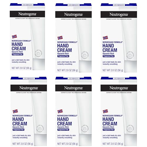 Crema y Loción Hidratante para Manos Neutrogena Norwegian Formula, Sin Fragancia, Alivio Concentrado de Glicerina, 6 Paquetes de 2 oz (Total 12 Fl Oz) - imagen 3