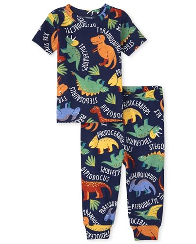 The Children's Place Conjunto de Pijama de 2 Piezas para Bebés y Niños Pequeños, Ajuste Ceñido, 100% Algodón, Camiseta de Manga Corta y Pantalones, - imagen 4