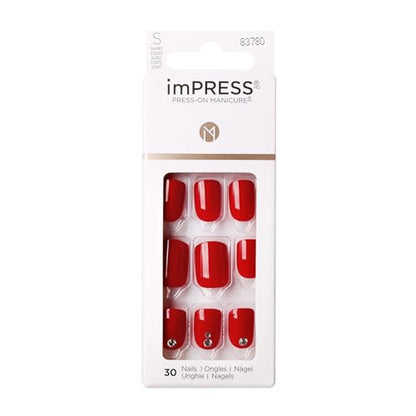 KISS imPRESS Uñas Postizas Sin Pegamento, Diseño 'Kill Heels', Rojo, Tamaño Corto, Forma Squoval, Incluye 30 Uñas, Toallita Prep, Instrucciones, 1 - imagen 3