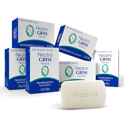 Jabón en Barra Hipoalergénico Grisi Neutral – Sin Fragancia ni Colorantes para Cara y Cuerpo – Limpieza Suave Hidratante para Piel Sensible – - imagen 4