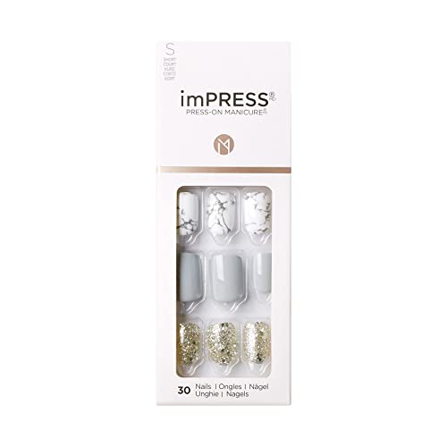Uñas Postizas imPRESS Design Knock Out Grises Cortas en Forma Squoval, Incluye 30 Uñas, Toallita Preparadora, Instrucciones, Palito de Manicura y - imagen 1