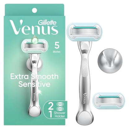 Gillette Venus Rasuradora Extra Suave Sensible para Mujeres, Incluye 1 Mango Reutilizable + 2 Recambios, Para Piel Sensible con Mango de Metal y - imagen 4