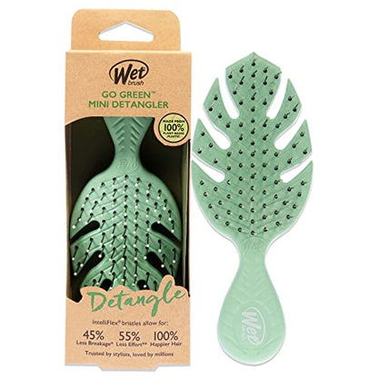 Wet Brush Go Green Mini Detangler Verde - Cepillo de Viaje para Desenredar el Cabello con Cerda IntelliFlex Ultra Suave que Desliza y Suelta Nudos - imagen 3