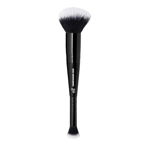 Brocha Dúo para Complección e.l.f., Brocha de Maquillaje para Base y Corrector, Acabado Airbrush, Cerdas Veganas y Cruelty-Free - imagen 3