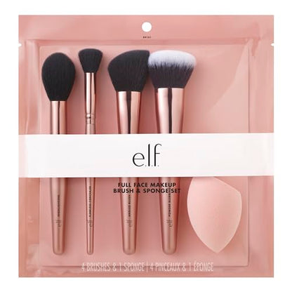 Set de Brochas y Esponjas Esenciales para el Cutis e.l.f., Brochas para Corrector, Polvo, Rubor y Iluminador, Esponja Total para el Rostro, Vegano y - imagen 3