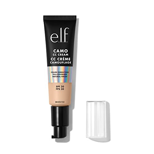e.l.f. Camo CC Cream con SPF 30, Base de Maquillaje Color-Correctora de Cobertura Media a Completa, Acabado Airbrush, Vegana y Libre de Crueldad, - imagen 1